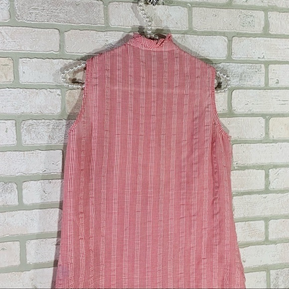 J. McLaughlin Red Plaid Ruffle Front Sleeveless Button Down Shirt Size XS - Picture 6 of 7